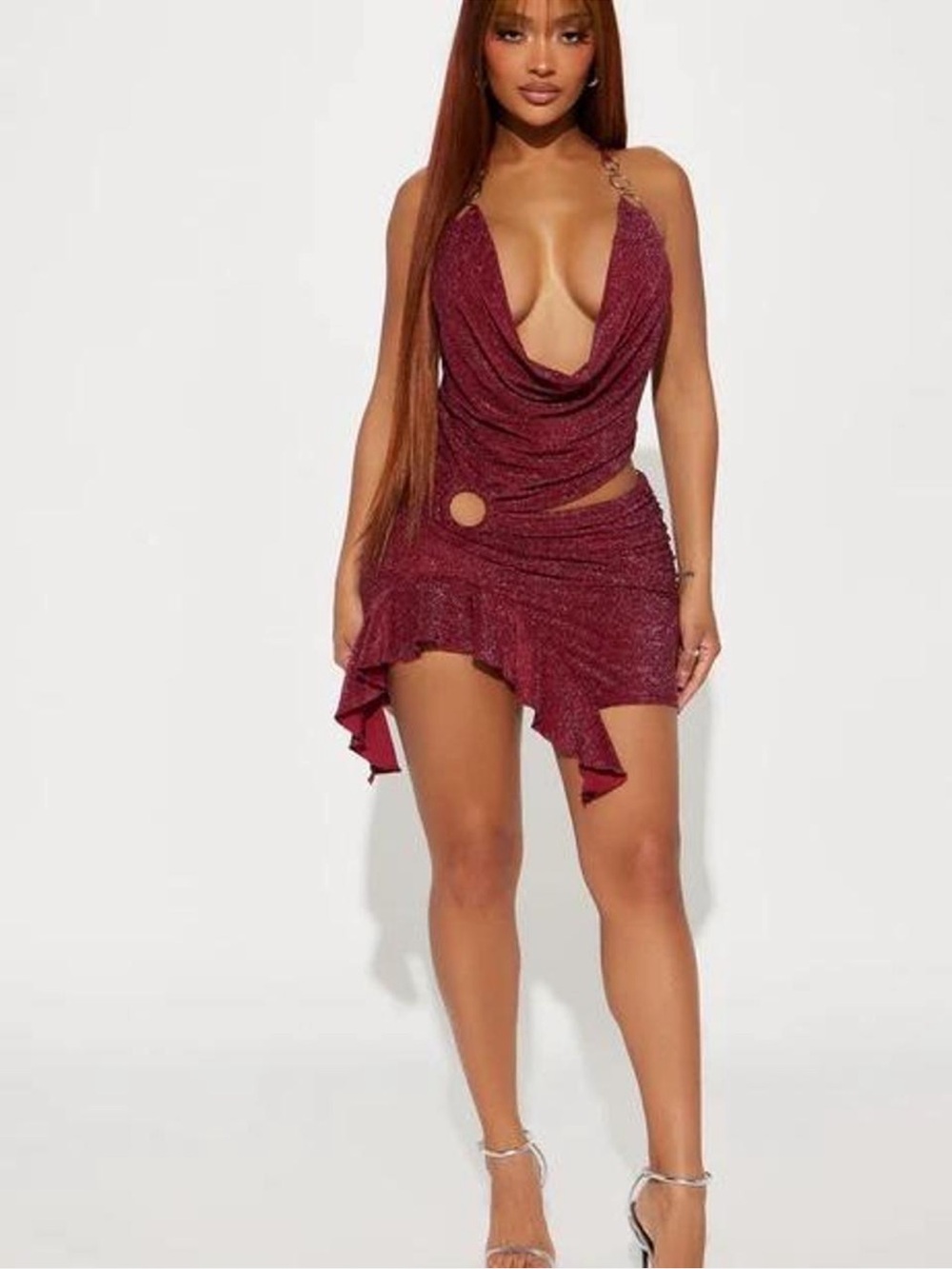 Fashion Nova Lolita Metallic Mini Dress